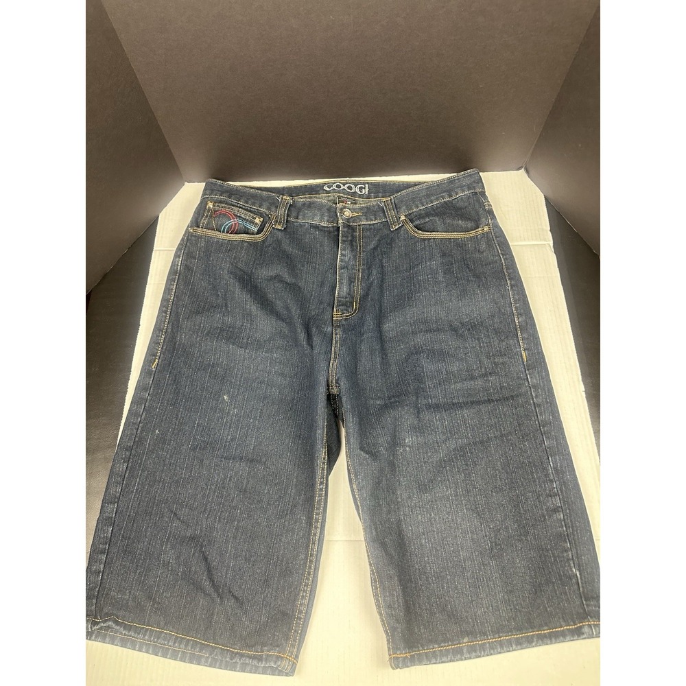 Coogi Denim Shorts Men's 38x14"Blue Aussie Union Jack Streetwear Hip Hop